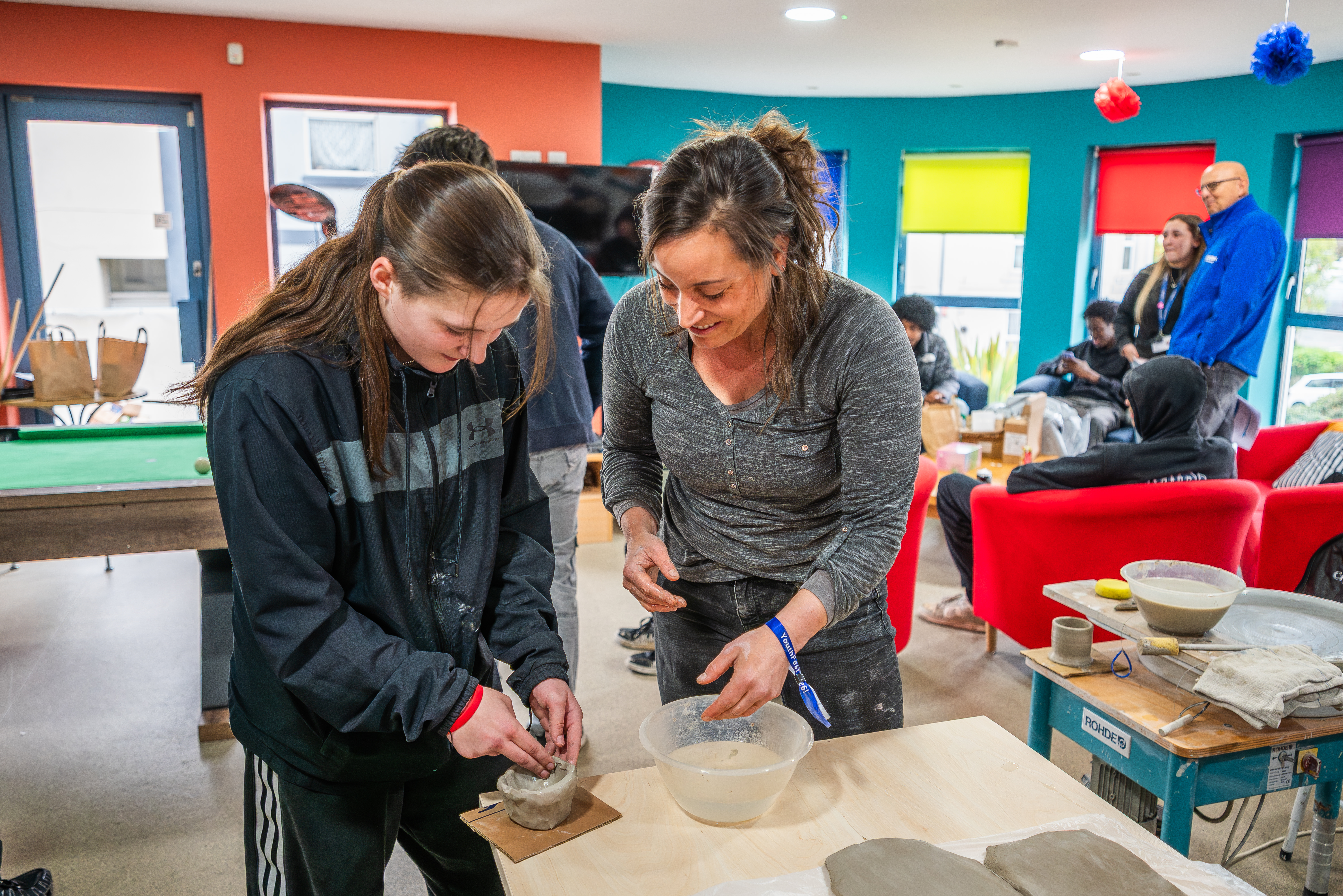 A young person taking part in an activity at a LiveWest foyer in Torbay.